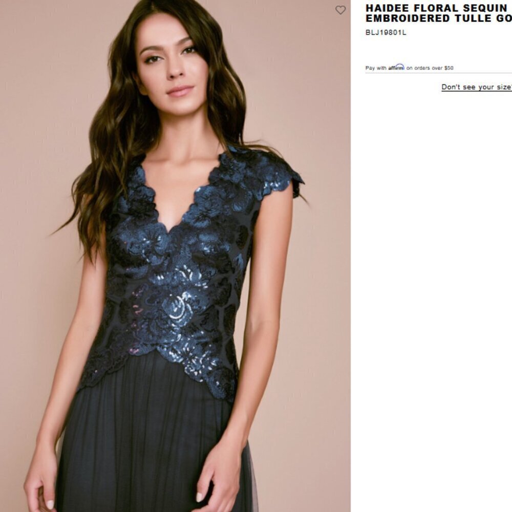 NWT Haidee Floral Sequin Embroidered Tulle Gown - Picture 4 of 14